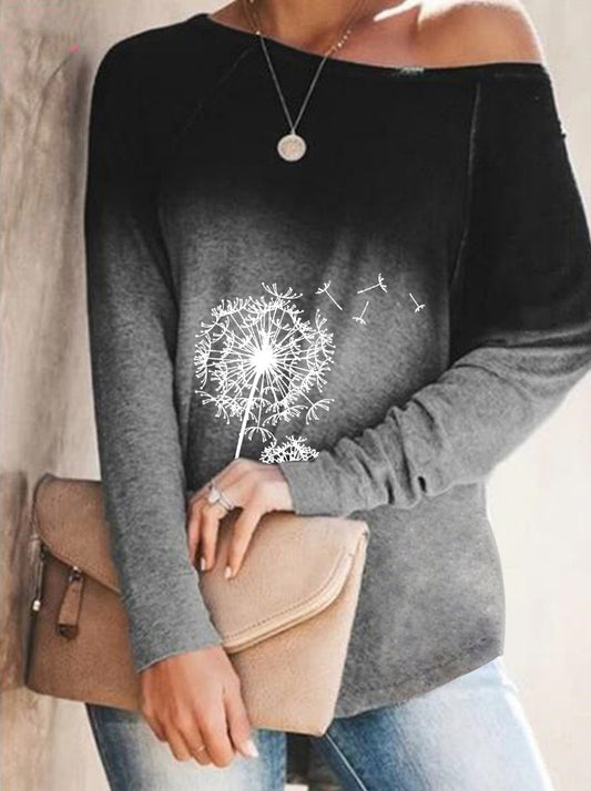 Ladies Dandelion Print T-Shirt
